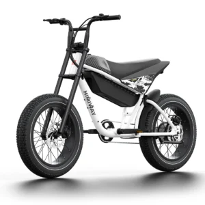 alt="Himiway C5 Electric Motorbike parked in a scenic landscape, perfect for off-road adventures and eco-friendly exploration."