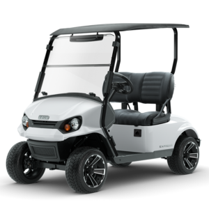 "LED headlights of the ELiTE™ Lithium EZGO Valor Cart, enhancing visibility during evening drives."